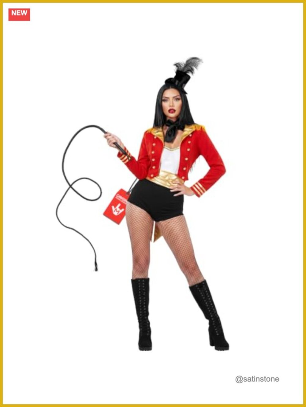 Ringmaster Costume Women Showman Jacket with Prop Whip, Scarf, Hat, Adult